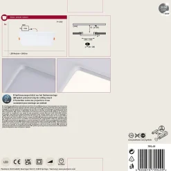 VariFit Panneau encastré LED Veluna Edge IP44 carré 200x200mm 17W 1500lm 3000K Blanc gradable