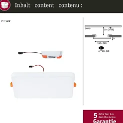 VariFit Panneau encastré LED Veluna Edge IP44 carré 160x160mm 12W 1100lm 3000K Blanc