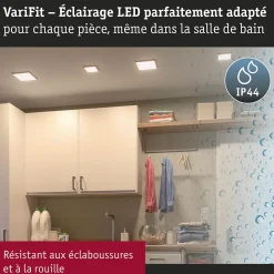VariFit Panneau encastré LED Areo IP44 carré 175x175mm 13W 1200lm 4000K Blanc