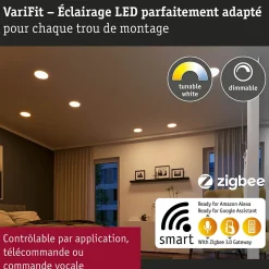 VariFit Panneau encastré LED Smart Home Zigbee 3.0 Areo IP44 rond 175mm 13W 1200lm Tunable White Blanc gradable