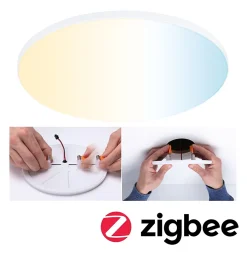 VariFit Panneau encastré LED Smart Home Zigbee 3.0 Veluna Edge IP44 rond 200mm 18W 1400lm Tunable White Blanc gradable