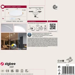 VariFit Panneau encastré LED Smart Home Zigbee 3.0 Veluna Edge IP44 rond 200mm 18W 1400lm Tunable White Blanc gradable