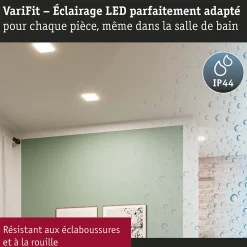 VariFit Panneau encastré LED Veluna Edge IP44 carré 120x120mm 8,5W 650lm 3000K Blanc