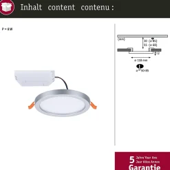 VariFit Panneau encastré LED Areo IP44 rond 118mm 6,5W 500lm 4000K Chrome mat
