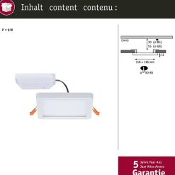 VariFit Panneau encastré LED Areo IP44 carré 118x118mm 6,5W 500lm 3000K Blanc