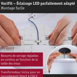 VariFit Panneau encastré LED Areo IP44 rond 175mm 13W 1300lm 3000K Noir