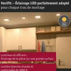 VariFit Panneau encastré LED Dim to Warm Areo IP44 carré 175x175mm 13W 1200lm 3000K Blanc