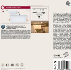 VariFit Panneau encastré LED Dim to Warm Areo IP44 carré 175x175mm 13W 1200lm 3000K Blanc