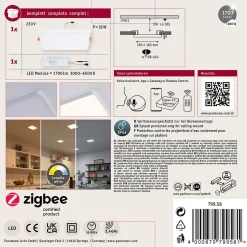 VariFit Panneau encastré LED Smart Home Zigbee 3.0 Veluna Edge IP44 carré 160x160mm 15,5W 1000lm Tunable White Blanc gradable