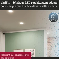 VariFit Panneau encastré LED Veluna Edge IP44 rond 200mm 17W 1500lm 3000K Blanc gradable
