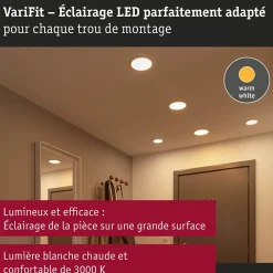 VariFit Panneau encastré LED Areo IP44 rond 175mm 13W 1200lm 3000K Blanc