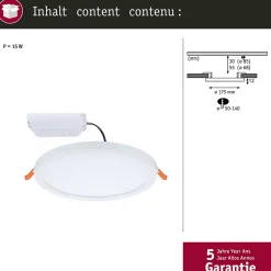 VariFit Panneau encastré LED Areo IP44 rond 175mm 13W 1200lm 3000K Blanc