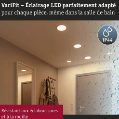 VariFit Panneau encastré LED Areo IP44 rond 175mm 13W 1200lm 3000K Blanc