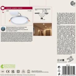 VariFit Panneau encastré LED Areo IP44 rond 175mm 13W 1200lm 3000K Chrome mat