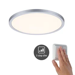 VariFit Panneau encastré LED 3-Step-Dim Areo IP44 rond 230mm 16W 1400lm 3000K Chrome gradable