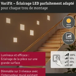 VariFit Panneau encastré LED 3-Step-Dim Areo IP44 carré 230x230mm 16W 1400lm 3000K Blanc gradable