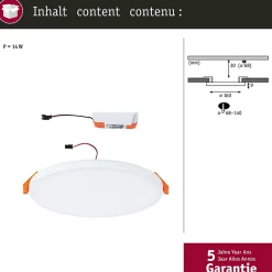 VariFit Panneau encastré LED Veluna Edge IP44 rond 160mm 12W 1100lm 4000K Blanc