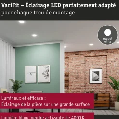 VariFit Panneau encastré LED Veluna Edge IP44 rond 160mm 12W 1100lm 4000K Blanc