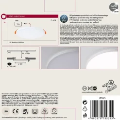 VariFit Panneau encastré LED Veluna Edge IP44 rond 160mm 12W 1100lm 4000K Blanc