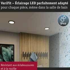 VariFit Panneau encastré LED Areo IP44 rond 118mm 6,5W 550lm 3000K Noir
