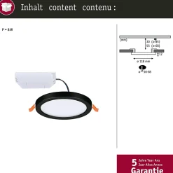VariFit Panneau encastré LED Areo IP44 rond 118mm 6,5W 550lm 3000K Noir