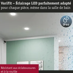 VariFit Panneau encastré LED Veluna Edge IP44 rond 90mm 6W 500lm 4000K Blanc