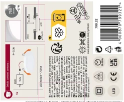 VariFit Panneau encastré LED Veluna Edge IP44 rond 90mm 6W 500lm 4000K Blanc