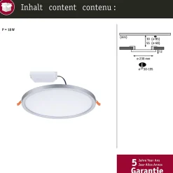 VariFit Panneau encastré LED 3-Step-Dim Areo IP44 rond 230mm 16W 1400lm 4000K Chrome mat gradable