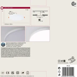 VariFit Panneau encastré LED Veluna Edge IP44 rond 200mm 17W 1500lm 4000K Blanc gradable