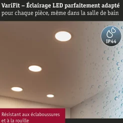 VariFit Panneau encastré LED 3-Step-Dim Areo IP44 rond 175mm 13W 1200lm 4000K Blanc gradable