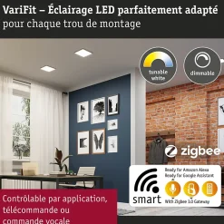 VariFit Panneau encastré LED Smart Home Zigbee 3.0 Areo IP44 carré 230x230mm 16W 1400lm Tunable White Noir gradable