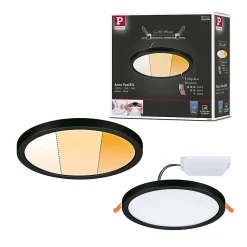 VariFit Panneau encastré LED Dim to Warm Areo IP44 rond 175mm 13W 1200lm 3 Step Dim to warm Noir gradable