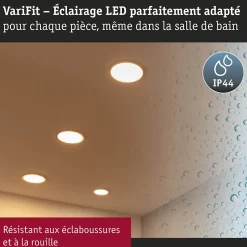 VariFit Panneau encastré LED 3-Step-Dim Areo IP44 rond 175mm 13W 1200lm 3000K Blanc gradable