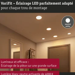 VariFit Panneau encastré LED Areo IP44 rond 175mm 13W 1200lm 4000K Chrome mat