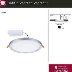 VariFit Panneau encastré LED Areo IP44 rond 175mm 13W 1200lm 4000K Chrome mat
