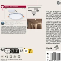 VariFit Panneau encastré LED Areo IP44 rond 175mm 13W 1200lm 4000K Chrome mat