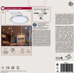 VariFit Panneau encastré LED Dim to Warm Areo IP44 rond 175mm 13W 1200lm 3 Step Dim to warm Chrome mat gradable