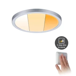 VariFit Panneau encastré LED Dim to Warm Areo IP44 rond 175mm 13W 1200lm 3 Step Dim to warm Chrome mat gradable