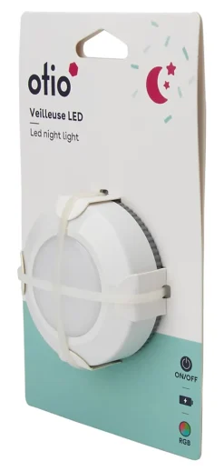 Veilleuse à piles LED intégrée variation de couleurs IP20 0,34W ⌀7xP.2cm Otio