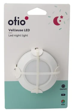 Veilleuse à piles LED intégrée variation de couleurs IP20 0,34W ⌀7xP.2cm Otio
