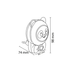Veilleuse à prise Panda 1W, 30 lm, IP20, 2CCT, ANDY -couleur aléatoire : rose / bleu / vert / rouge