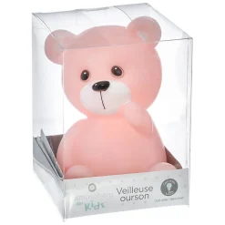 Veilleuse enfant Ourson - H14 cm - Rose- Atmosphera