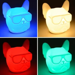 Veilleuse LED Bulldog 1W IP20 l.12 x H.13,5 cm RGB tactile USB Corep blanc