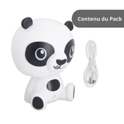 Veilleuse Panda LED, intensité variable, 2 accesoires inclus (couronne / chapeau), USB rechargeable, RVB / Blanc chaud
