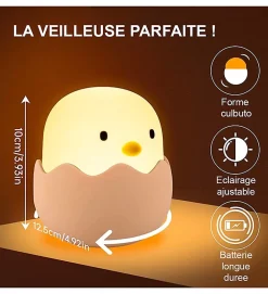Veilleuse Piou pour enfant tactile en silicone LED