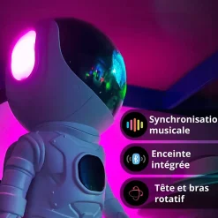 Veilleuse XL projecteur LED Cosmolite, 5 modes d'éclairage, enceinte bluetooth intégrée, minuteur intégré, rechargeable USB