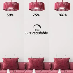 Ventilador de teto com luz LED bordô
