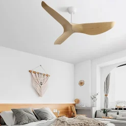Ventilateur de plafond 132 cm sans lumière, 6 vitesses avec télécommande, moteur DC réversible, 3 pales en ABS