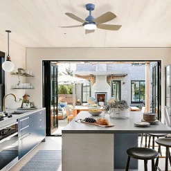 Ventilateur de plafond 107 cm avec lumière LED 22W et télécommande, 5 pales ABS, pour chambre, salon, salle à manger, bureau