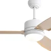Ventilateur de plafond 117 cm avec lumière, 3 pales en ABS, moteur DC 6 vitesses, télécommande pour chambre